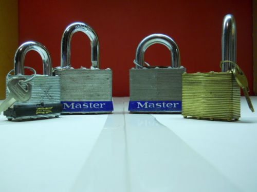 2 hardened master locks no 15 3 5/8&#034;  x 2 1/2&#034; &amp; 2 smaller locks for sale