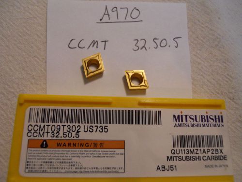 10 NEW MITSUBISHI CCMT 32.50.5 CARBIDE INSERTS. GRADE: US 735 {A970}