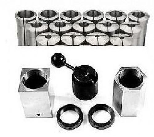 5pc 5c hex &amp; square collet block set &amp; 15pc 5c collet set 1/8-1&#034; by 16ths for sale