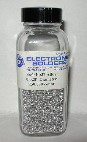 250,000 SOLDER SPHERES FOR BGA 0.028&#034; DIAMETER Sn63