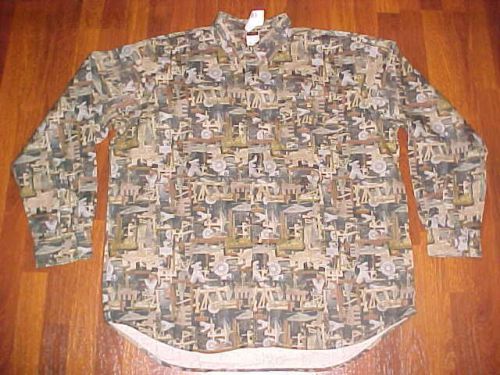 LAPCO Oilfield Camo Gas Pump Oil Welder Green Long Sleeve Shirt 4XL Regular New