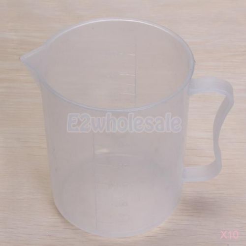 10x 500ml Transparent Plastic Laboratory Measuring Graduated Beaker Cup w Handle