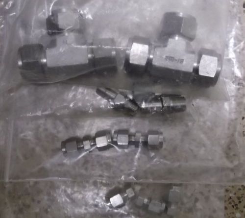 Assortment of Bi-Lok Fittings (Tee, Tube Adapter, caps, and unions)