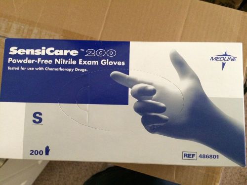 Medline sensi care 200 powder-free nitrile exam gloves blue 200/5 boxes small for sale