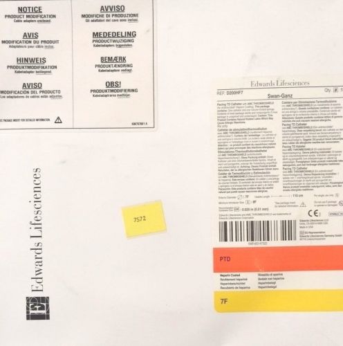 Edward lifesciences swan-ganz pacing td cath,  7f x 110cm,   ref: d200hf7 for sale