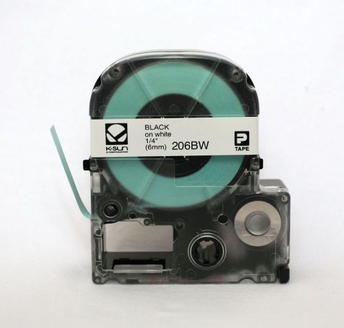 K-Sun 206BW Black on White Label Tape 1/4&#034; KSun