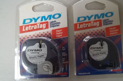 3 DYMO WHITE PLASTIC LETRATAG REFILLS 1/2” WIDE