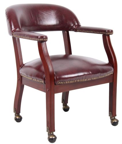 Boss burgundy captain&#039;s guest chair caster office poker table for sale
