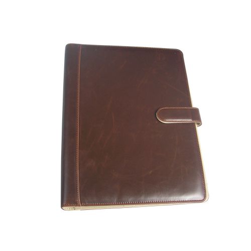 A4 leather ring binder files folder documents calculator travel padfolios brown for sale