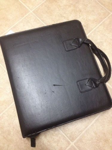 Monarch 1.75&#034; Rings Black SIM LEATHER FRANKLIN QUEST COVEY Zip Planner Binder