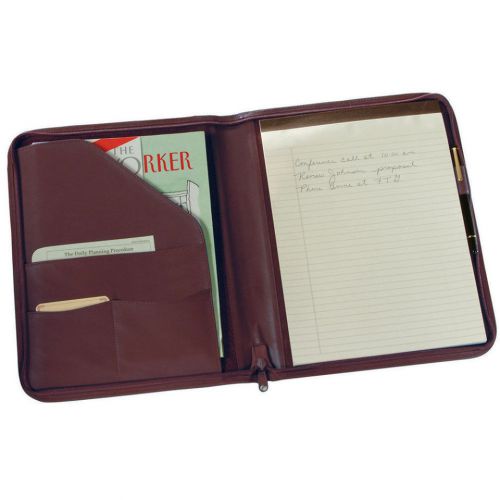 Royce Leather Zip Around Writing Padfolio - Burgundy