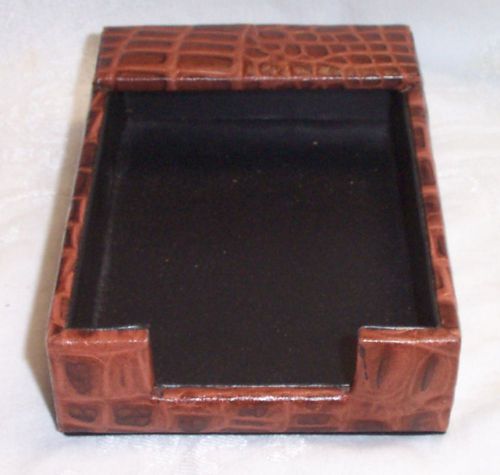 Leather Desk Croc Embossed Memo Holder New