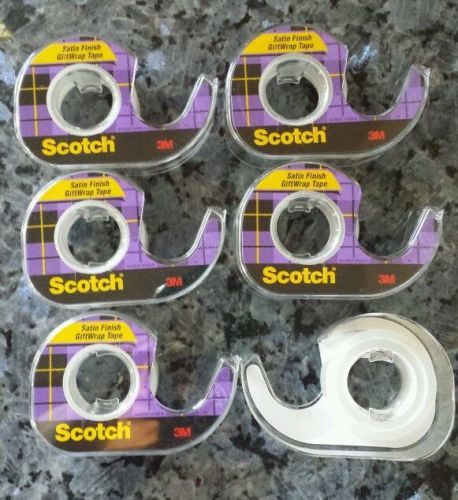 LOT OF 6 ROLLS- SCOTCH SATIN FINISH GIFTWRAP TAPE 3/4&#034; 8.33 YD. EA.