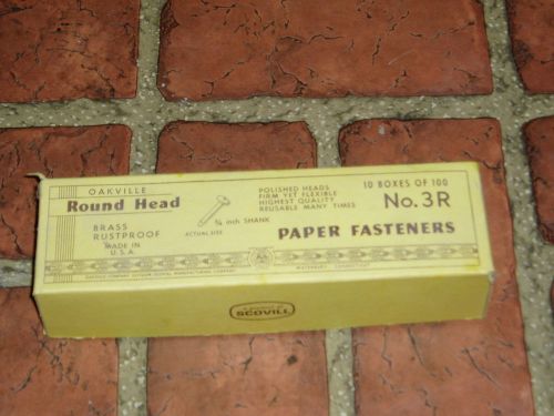 Paper Fasteners Round Head Brass Rustproof OAKVILLE No.3R VINTAGE 3/4 Shank