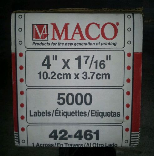 Maco Computer Labels 4&#034; x 1 7/16&#034; qty 5000 pc.  # 42-461