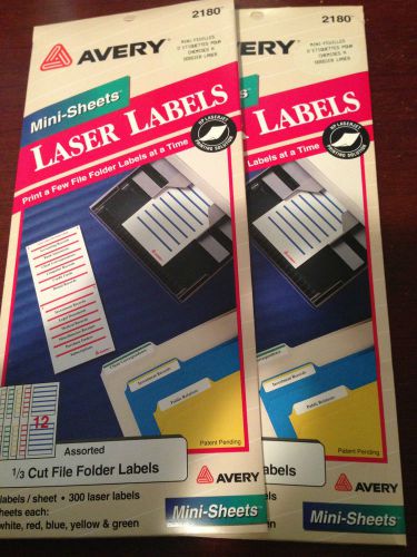 600 AVERY LASER LABELS FILING FILE FOLDER 2180  Mini-Sheet Label 5 Colours NEW