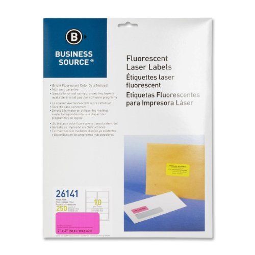 Business source fluorescent laser label - 2&#034; width x 4&#034; length - 250 (bsn26141) for sale