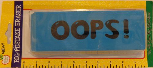 Large eraser &#034;oops!&#034;, blue 2 inches x 6 inches 5/8 thick new for sale