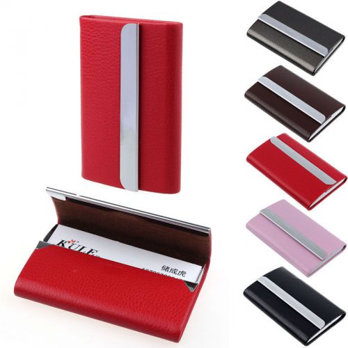 New Leather Business Credit Card Name Id Card Holder Case Wallet Box Reliable