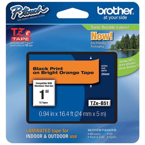 Label Tape, Black/Orange, 26-1/5 ft. L TZeB51