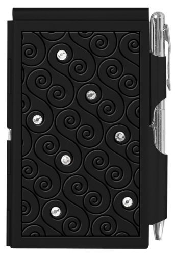 Wellspring Black Glitz Flip Notes with Retractable Pen