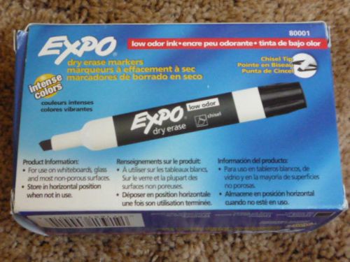 Expo Low Odor Chisel Tip Dry Erase Markers, Black, Pack of 12  (80001) New