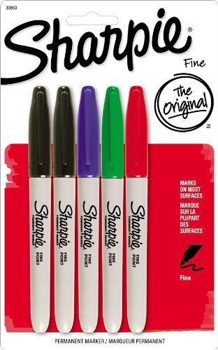 Sharpie fine point permanent markers 5 colored markers brand new 30653 for sale