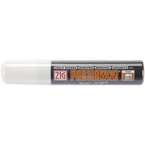 Zig 15mm Posterman Wet Wipe Marker  White - Set of 6