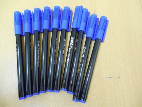 Pk 10 Ikon Permanent Marker Fine Point Blue