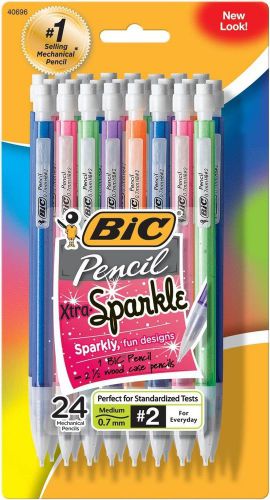 Bic top lead black mechanical pencil xtra sparkle medium 0.7mm 24pcs office home for sale