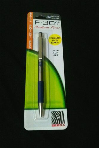 New Sealed 8 Zebra F-301 Black 1.0mm Medium Ballpoint Pens Stainless Steel Metal