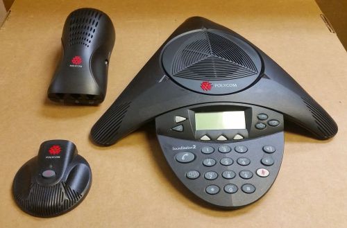 Polycom SoundStation 2 Conference Phone 2201-16200-001 w/ Wall Module &amp; Mic Pod