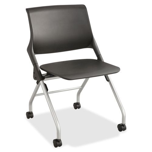 Saf4390plsl nesting chair, plastic seat, 22&#034;x23&#034;x33-1/2&#034;, black/silver for sale