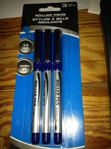 3 PACK ROLLER  PENS NEW IN PACK BLUE