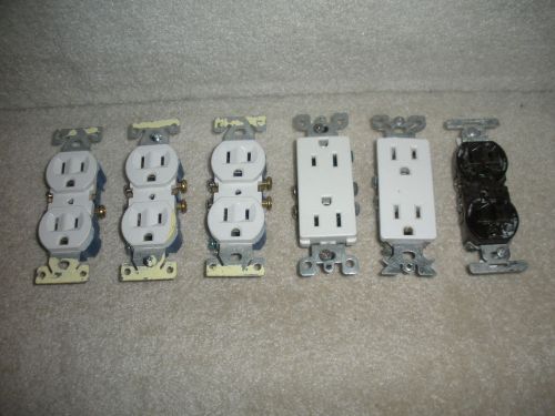 Mixed LOT of 6 duplex receptacles 15 AMP 125 Volt, Used