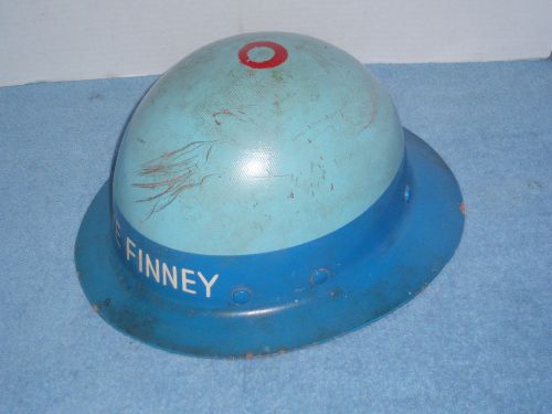 Vintage MSA Blue Skullgard Fiberglass Brim Hard Hat Old Industry Factory