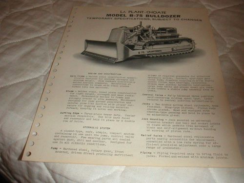 1945 LaPLANT-CHOATE B-75 BULLDOZER FOR D7 CATERPILLAR SALES BROCHURE