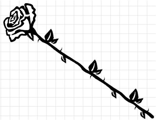 Long Stem rose #1 CNC cutting file .dxf format  clip art