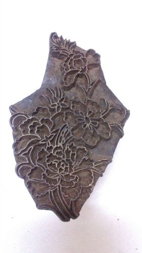 Vintage big size inlay carved bunch of flower design wooden printing block/stamp