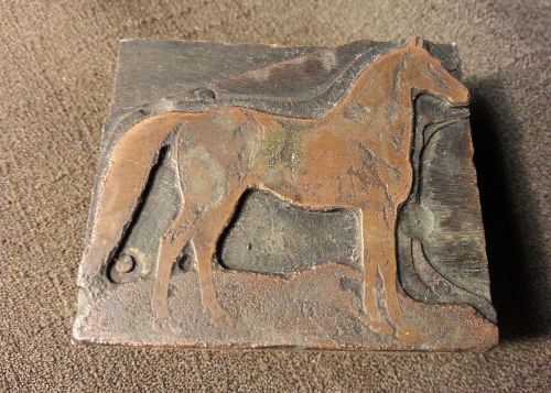 Antique Newspaper Printing Ink Block Stamp Typeset Animal Horse