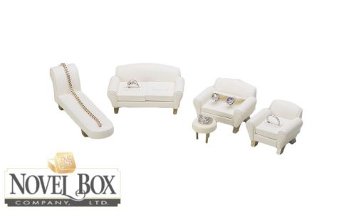 Ivory Suede 5 Piece Jewelry Showcase Displays Mini Furniture Set