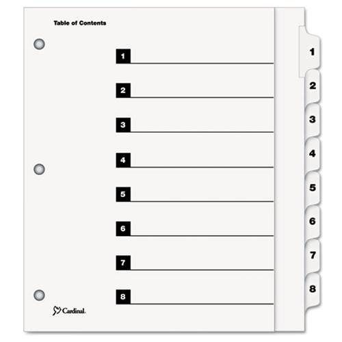 Cardinal® OneStep Plus Index System, 8-Tab, White