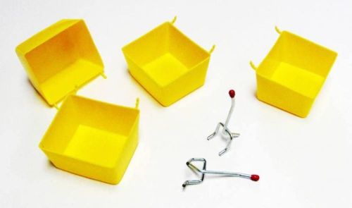 WallPeg 10 Yellow Pegboard Storage Bins - Garage, Crafts,  Parts Organizer.- Th