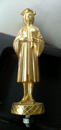 Vintage metal trophy topper female graduate in gold