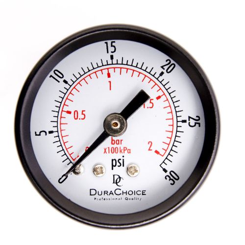 1-1/2&#034; Dry Utility Pressure Gauge - Blk.Steel 1/8&#034; NPT Center Back 30PSI