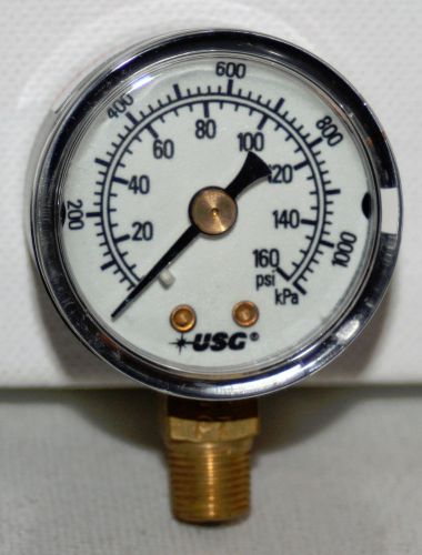 160 PSI  1.5&#034; IN DIAL 1/8 NPT PRESSURE GAUGE  USG NEW