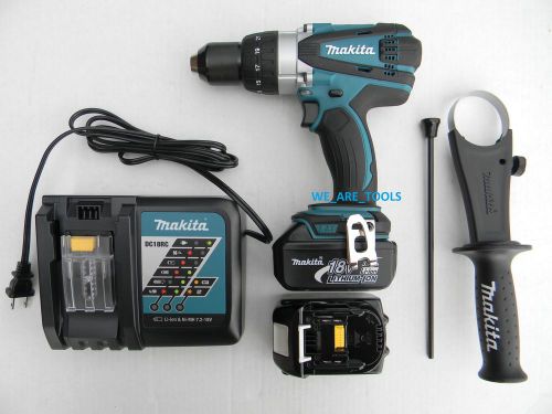 Makita 18 Volt LXPH03 Cordless Hammer Drill,2 BL1830 Battery, DC18RC Charger 18V