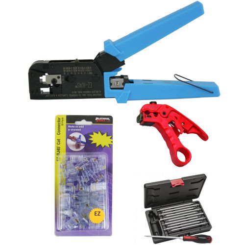 Platinum Tools 100004C EZ-RJ45 Crimper, Cat5/5e Crimp Connectors, Cutter, Kit