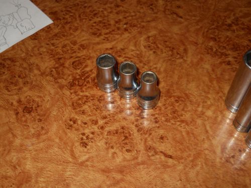 Snap-On 1/2 Drive Shallow Sockets 3/8,7/16,1/2