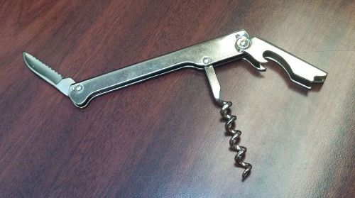 Waiter&#039;s Cork Screw Tool - Bottle Opener - Matte Steel Finish